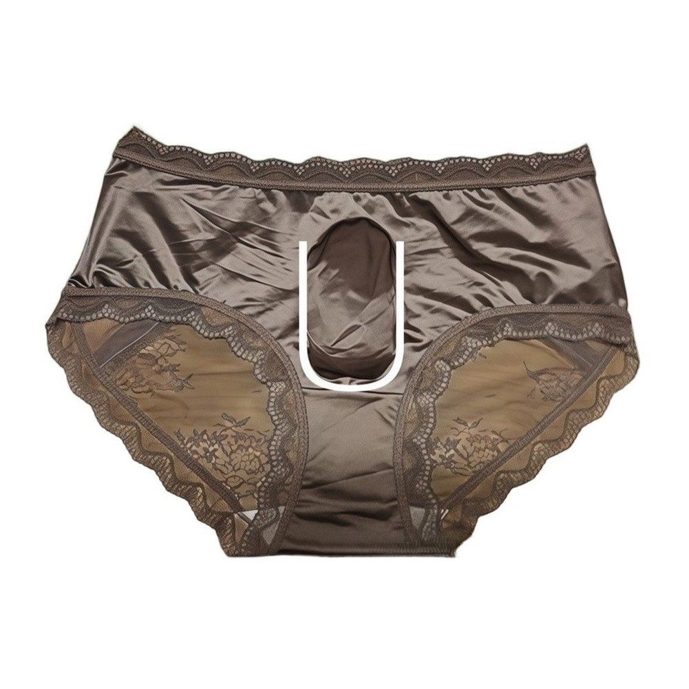 Pouch Boxer Pouch - Herren Satin-Spitzen-Slip aus Nahtlosem Eisseidenstoff, Ultradünne