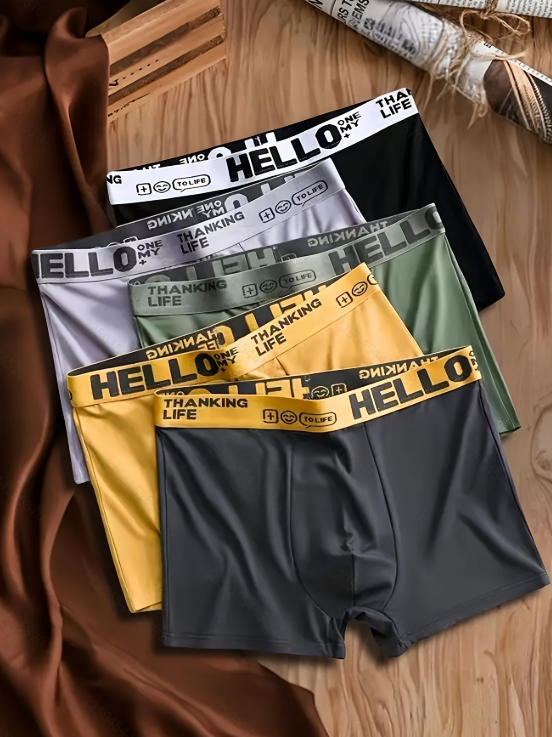 Multi Pack Underwear - Herren-Boxershorts aus Milchseide, 5er-Pack, einfarbig, nahtlos,