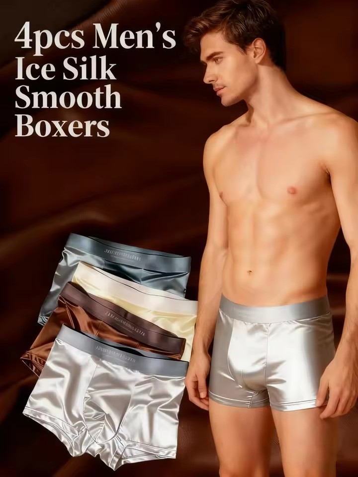 Multi Pack Underwear - 4 Stück/Set Atmungsaktive Herren-Boxershorts aus Faser,